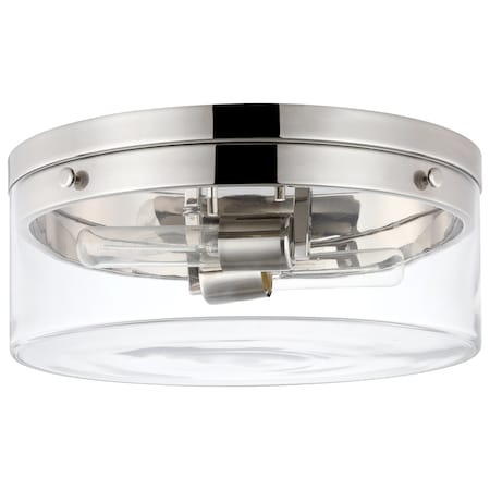 Nuvo Intersection Small Flush Mount - Polished Nickel with Clear Glass 60/7636